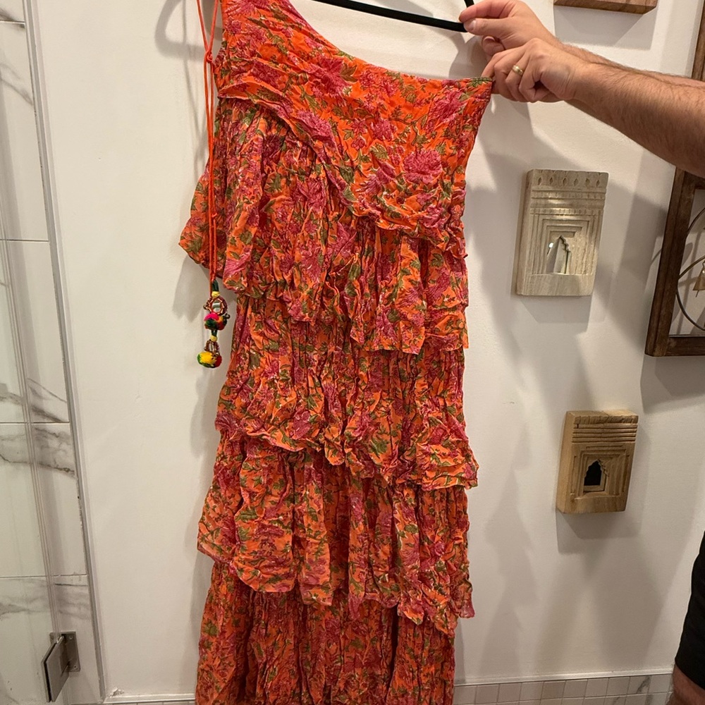 Floral Ruffle One-Shoulder Dress